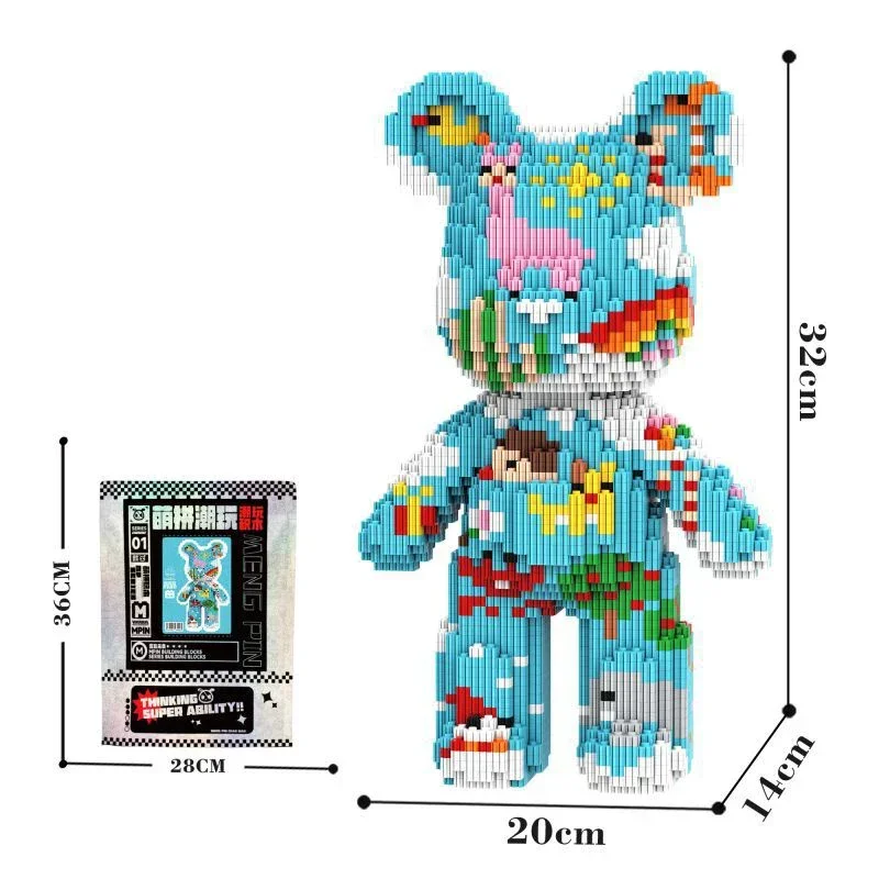 Mini Bearbricklys Starry Night Bear Model Bricks Set Micro Diamond Building Block Kits Zabawki Prezenty urodzinowe dla dzieci Chłopcy Dziewczynki