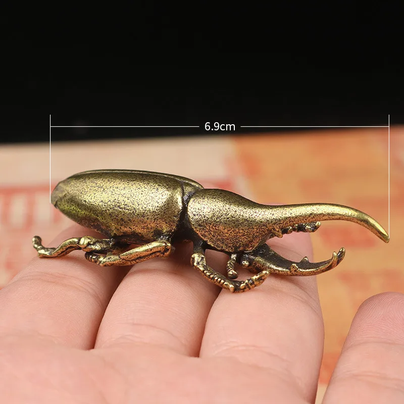 Solid Brass Beetle Ornaments Creative Unicorn Fairy Simulation Copper Insect Tea Pets Hand-played House Table Ornaments Gift