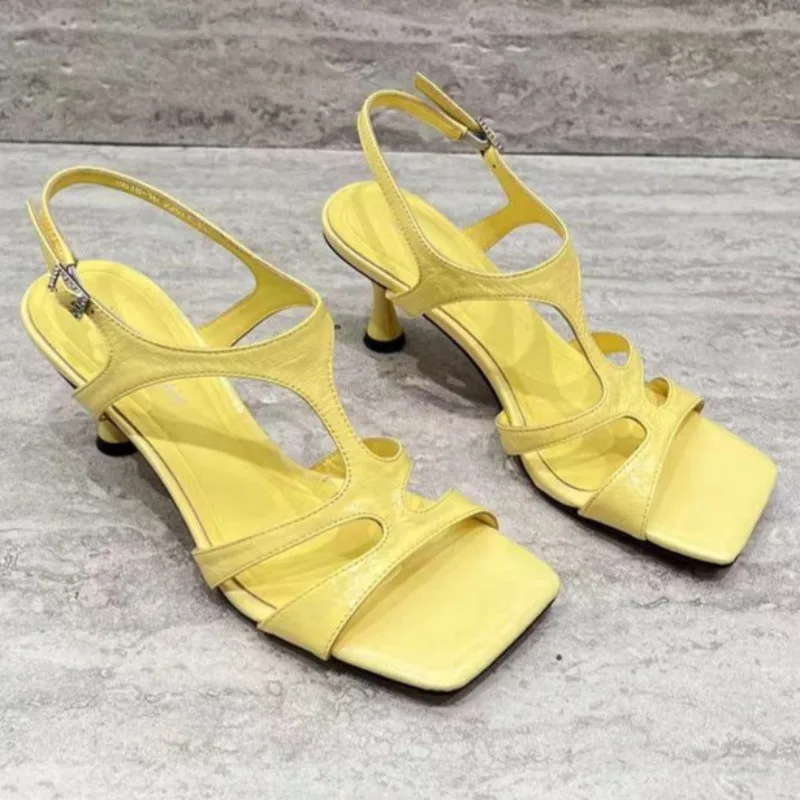 

Women's Sandals 2025 Sexy Square Toe Buckle High Heels Basic Casual Party Pumps Women's Fashion Summer Sandals 35--42 Sizes