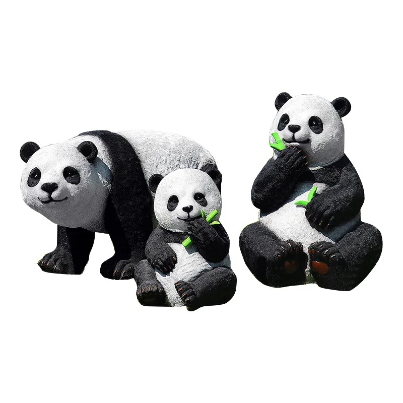 

Simulation panda ornament, outdoor fiberglass animal sculpture garden landscape, garden lawn