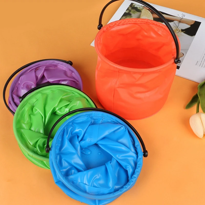 Beach Sand Toys Play Bucket Toy Folding Collapsible Bucket Gardening Tool Outdoor Pool Play Tool Toy Kids Summer Water Fun
