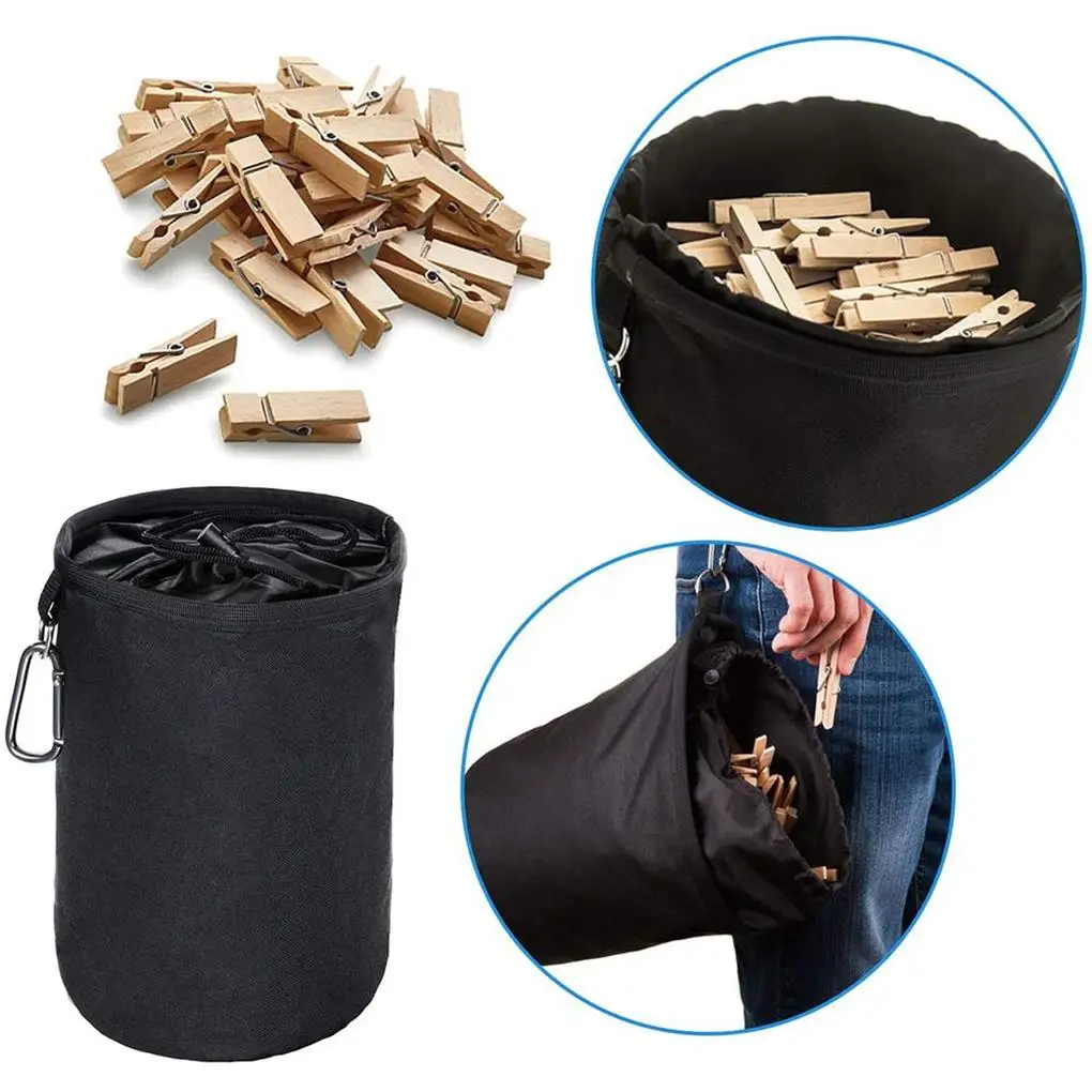 Black Peg Bag Weather Resistant Clothes Bag for Indoor Outdoor Organizer Storage Use