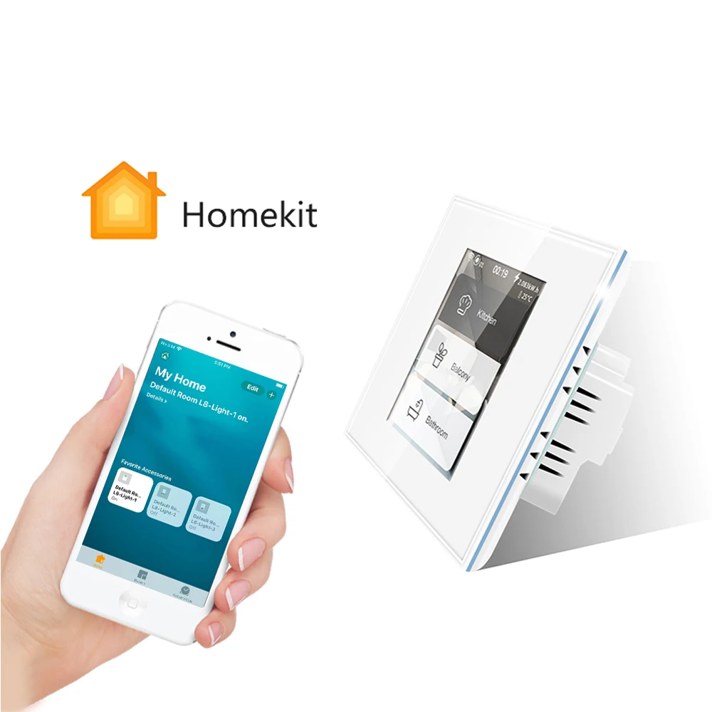 

Lanbon Smart Home Automation Apple Homekit 1/2/3 Gang LCD Panel Light Switch Curtain Switch Works With Siri