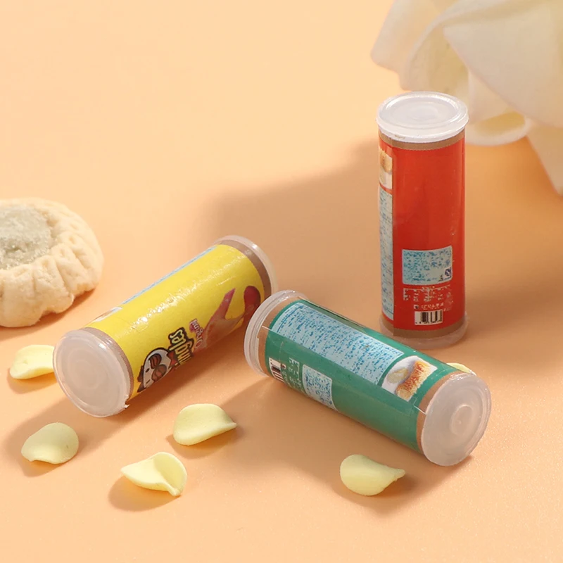1 مجموعة/3 قطع محاكاة رقائق البطاطس زجاجة دمية مصغرة لعب المطبخ الغذاء #2