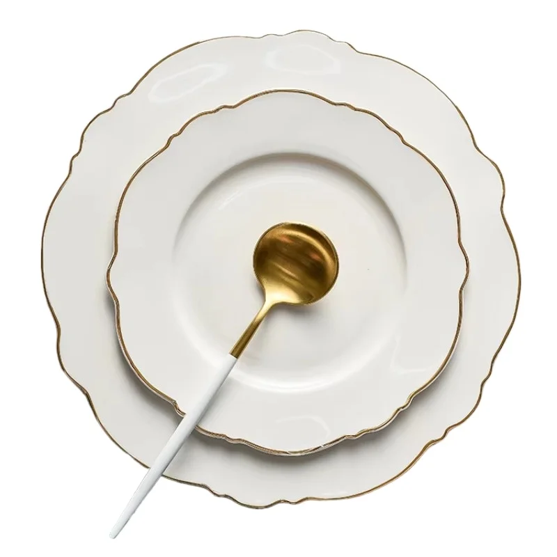 

High-end creative ceramic west plate set, simple and light luxury Phnom Penh steak pasta plate, large hotel plate