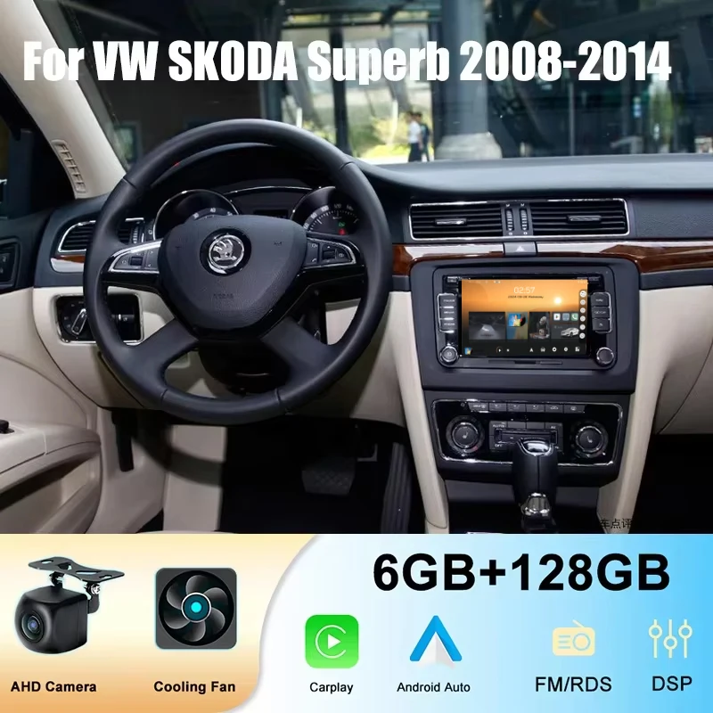 

7'' Car Stereo Radio For VW SKODA Superb 2008-2014 Wireless Apple Carplay Android Auto 128GB Head Unit Camera Canbus GPS Player