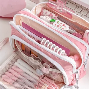 Kawaii pencil case with 3 layers, beautiful pen bag, large capacity, Korean organizer, student scholarship, back to school supplies, stationery 8 Main Sales Case Case - №7