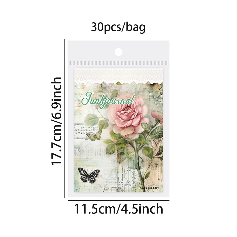 30pcs/pack Light Material Paper Dream Series Three-dimensional Simulation Flower Handbook Base Sticker