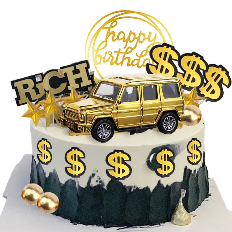 Dollar Kuchen Topper Auto Figur Geld Kuchen Dekorationen Für Richman Geburtstag Party Liefert Reiche Geld Dollar Thema Party Dekore – Detail 4