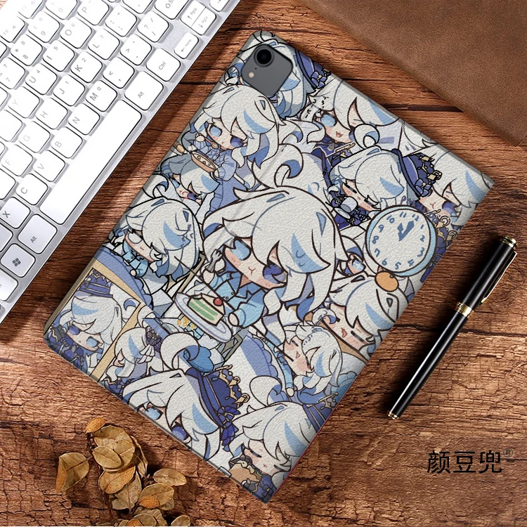 Furina Anime Genshin Impact For Samsung Galaxy Tab A7 Lite 8.7 Case S9 FE Plus Tri-fold stand Cover Galaxy Tab S6 Lite S8 S9 FE