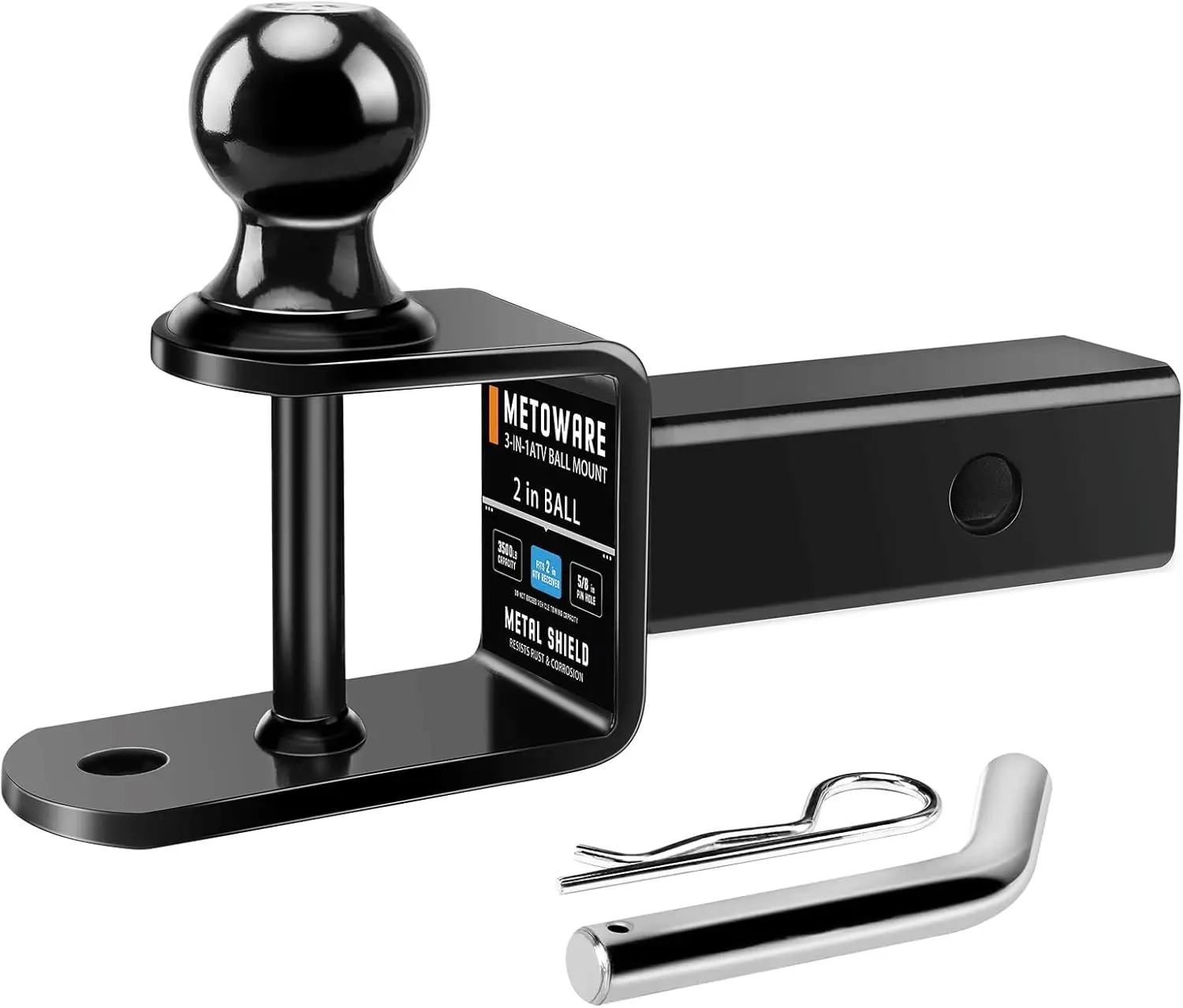 

3-in-1 ATV/UTV Trailer Hitch, 2' Ball Mount, 3500 LBS, Fits 2' Receiver, 5/8' Pin Hole
