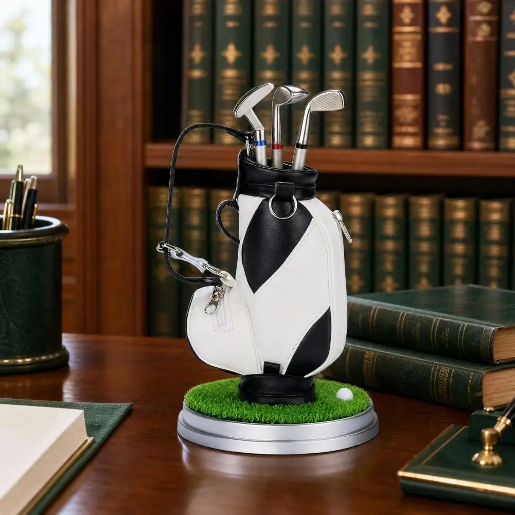 Desktop Pen Set Golf Pen Holder Set with Mini Golf Bag Organizer 3 Golf Club Pens Office Decor Unique Gifts for Men Desk