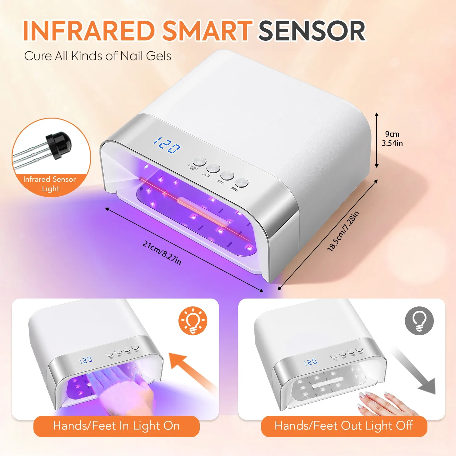 ダイアナビューティー UVネイルランプ ポータブルネイルドライヤー 4つのタイマー設定付き プロ仕様マニキュアランプ スマートセンサー付きネイルツール