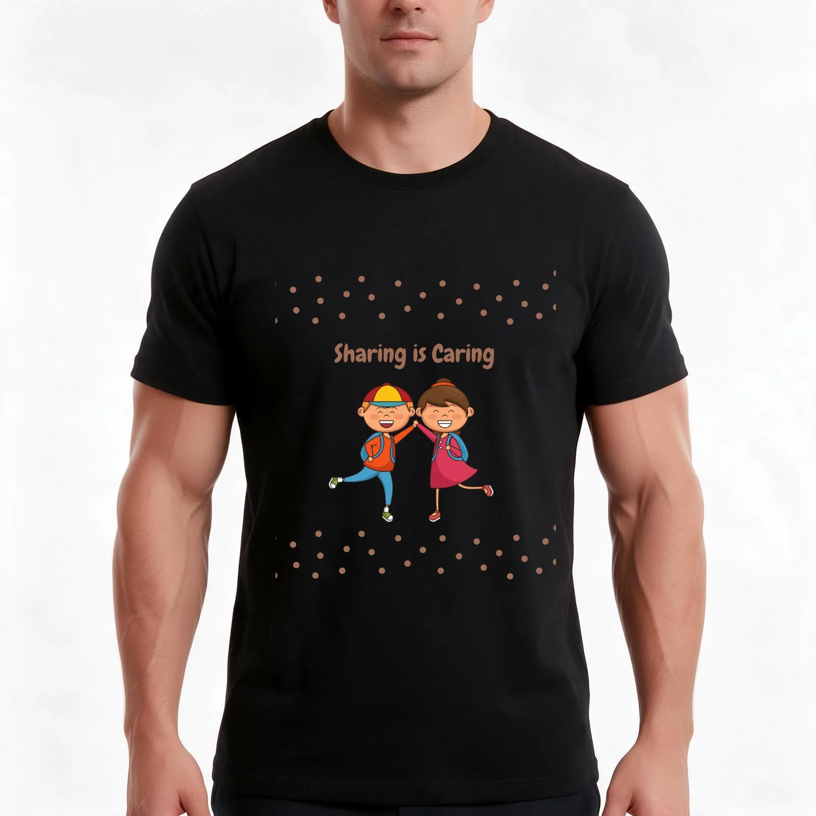 Sharing is Caring - Kids back to school T-Shirt, Summer Casual Cotton Tee, Oversized Streetwear Tops, Vintage Graphic Print