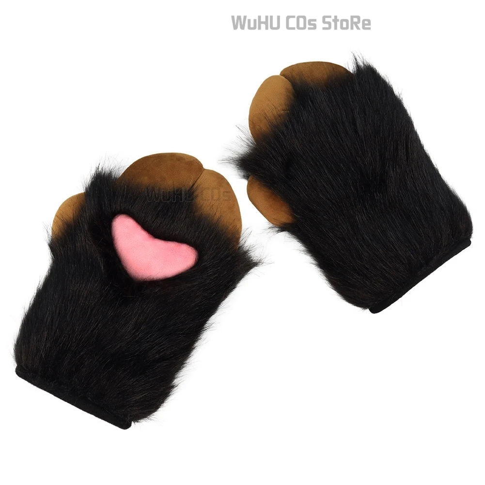 Fursuit Cosplay Paw Gloves Kigurumi Accessories Furry Kig Cosplay Sheep Trotters Handwear Cute Fluffy Animal Party Wearable