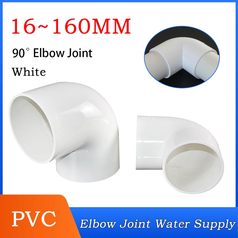 

1~10PCS 16-160mm White PVC 90 Degree Elbow Connector Aquarium Garden Irrigation Water Pipe Connectors Water Supply Fittings