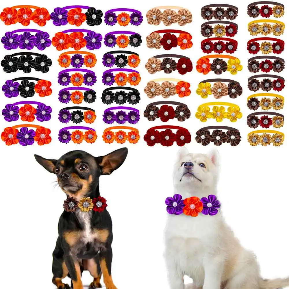 10/20/30PCS Dog Bowtie Halloween Thanksgiving Adjustable Pet Collar For Dogs and Cats Pet Dog Bow Tie Dog Grooming Accessories