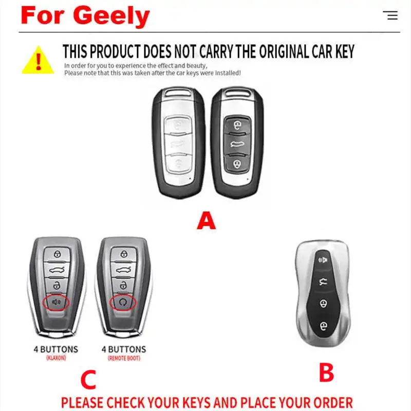 1pc Car Key Case Cover Keychain for Geely Okavango Coolray Atlas Monjaro Tugella Emgrand GT S Proton X50 X70 Remote Fob Shell