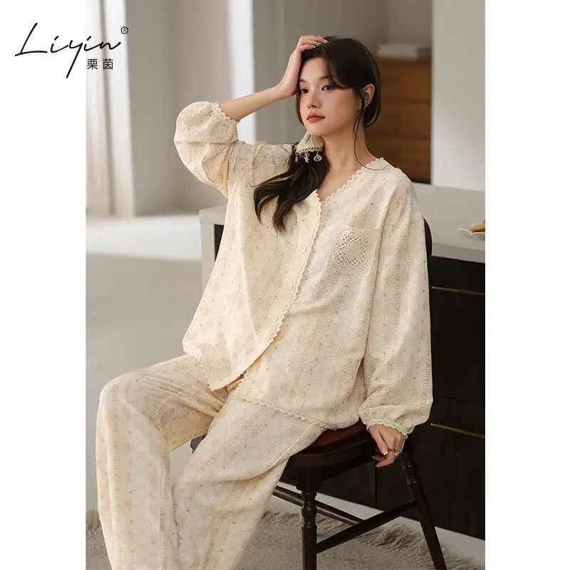 PJs Set ventilare il sonno Set pigiama da donna Pigiama invernale caldo da donna Pigiama per vestiti per la casa alla moda Set pigiama carino e morbido