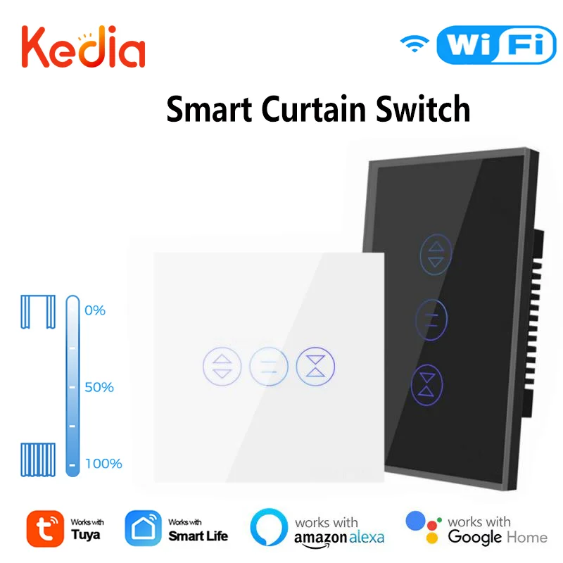 Tuya WiFi Smart Curtain Switch EU/US Touch Window Roller Shutter Switch Smart Home Smart Life Voice control Alexa Goole Home