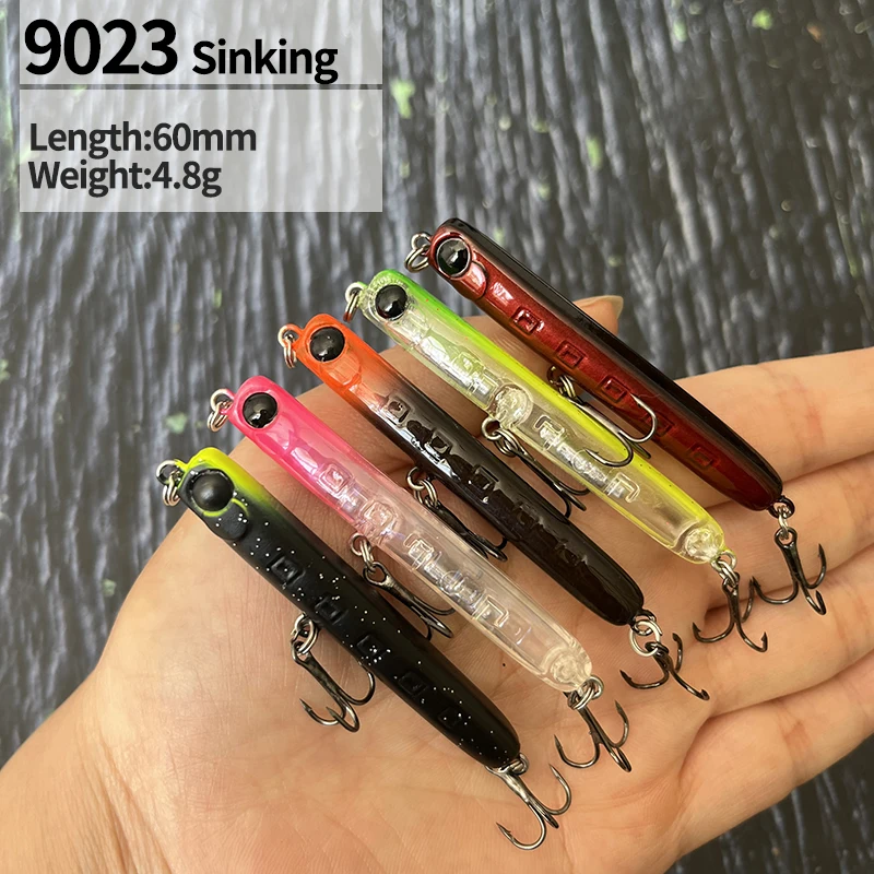 60mm 4.8g Slow Sinking Pencil Fishing Lure Wobblers Artificial Hard Bait for Bass Freshwater Saltwater Plastic Swimbait Tackle