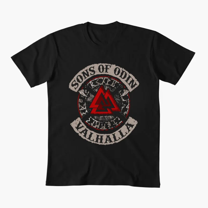

Viking Helmet Sons Of Odin Valhalla 0414 Nordic Gift T-Shirt Viking Runes Norse Myths Graphic clothes All size tops S-6XL