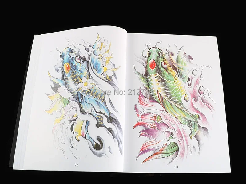 A4 Traditional Tattoo Flash Book KOI Dragon Skull Hannya Gril Elephant Bano Tattoo Books 80 pagine spedizione gratuita