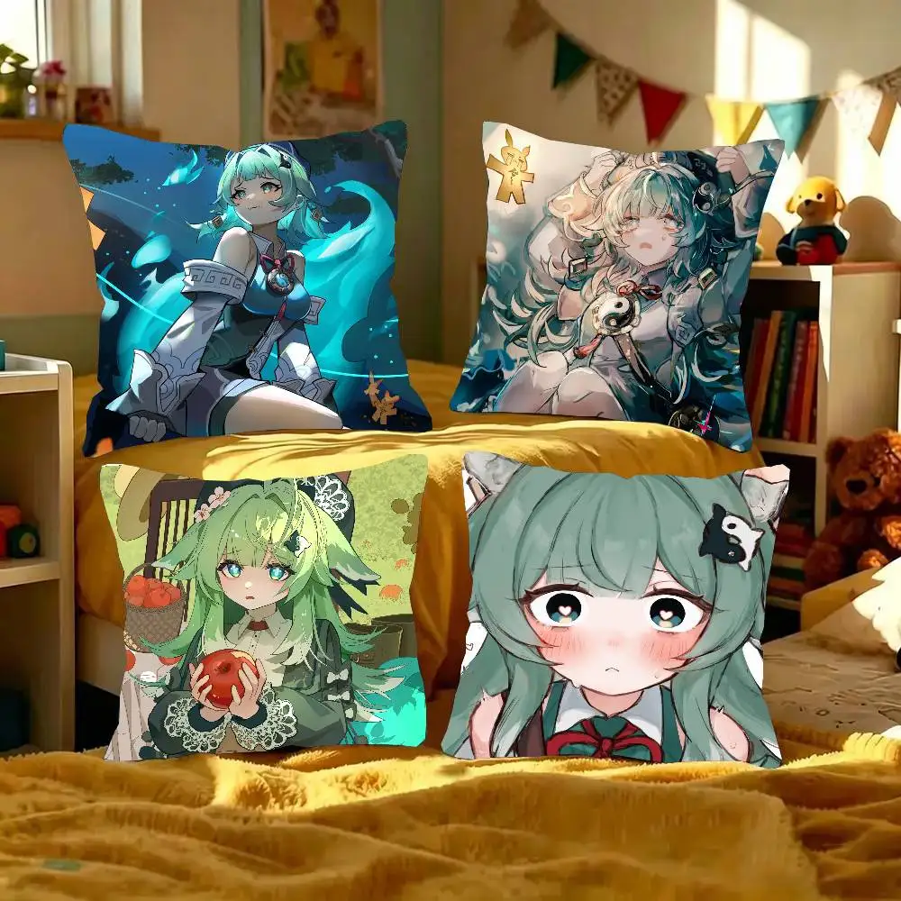 Huohuo Anime H-Honkai Star Rail Pillow Case Fashion Square Pillowcase Bedroom Sofa Room Ins Decoration Leisure