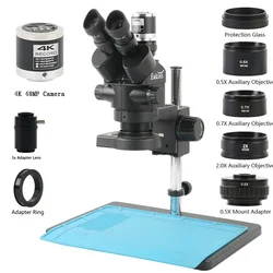 Simul Focul Parfocal 3.5X-90X Stereo Trinocular Microscope 24MP 55MP 48MP 4K 1080P HDMI USB Digital Camera for Soldering Repair