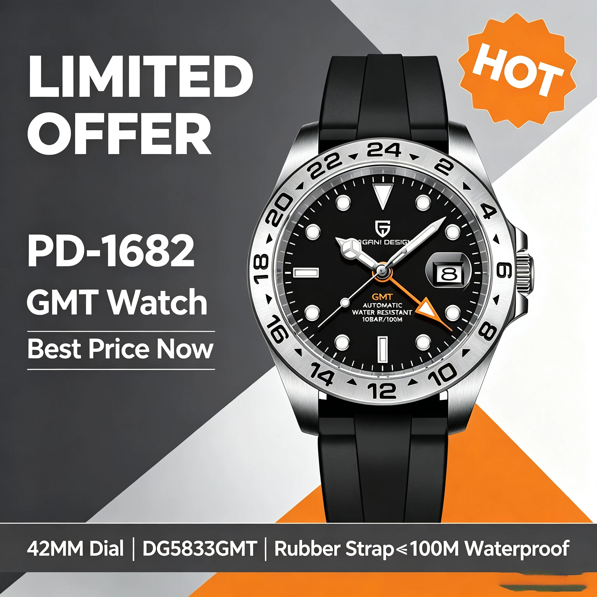 Zegarek automatyczny PAGANI DE – Rubber Strap Diver recenzja i cena
