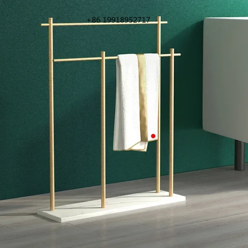 Marble Floor Towel Rack Luxury Bath Towel Stand Multifunctional Storage Shelf Elegant Style Organizer Bathroom Storage