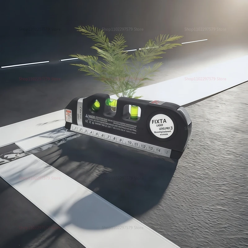 أداة تسوية ليزر متقاطعة على مستوى الليزر مع مسطرة قياس شريطية 8 أقدام لبناء تجديد المنزل ومشاريع DIY