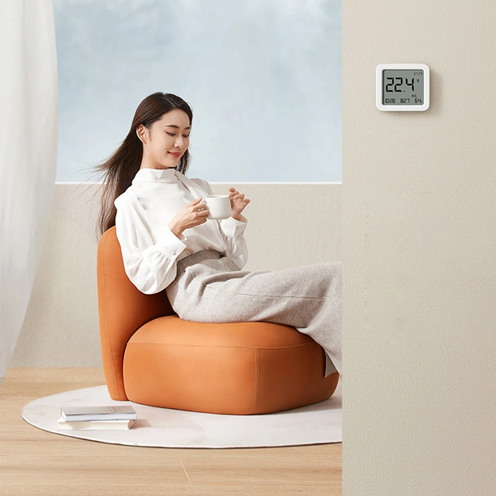 ميزان حرارة Xiaomi Mijia بلوتوث 3، شاشة LCD كبيرة لاسلكية، مقياس حرارة رقمي للرطوبة يعمل مع تطبيق Mijia مع البطارية
