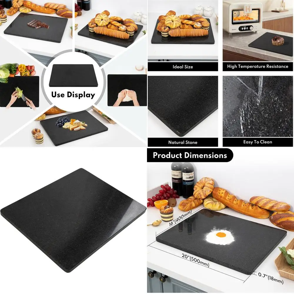 

Large 16x20 Inch Black Granite Pastry Board with Non-Slip Base - Kitchen Gift
