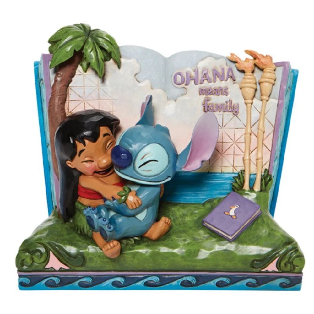 Disney Stitch Lilo Read Storybook Anime Toys Action Fashion Figure Desktop Ornament Resin Model Cabinet Home Decoration Doll