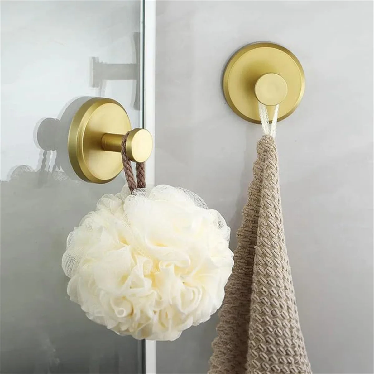 4PCS No-Drill Hooks Shower Hooks Bathroom Glass Door Wall 304 Clothes Hook Hook Bathroom Towel Clothes,Gold