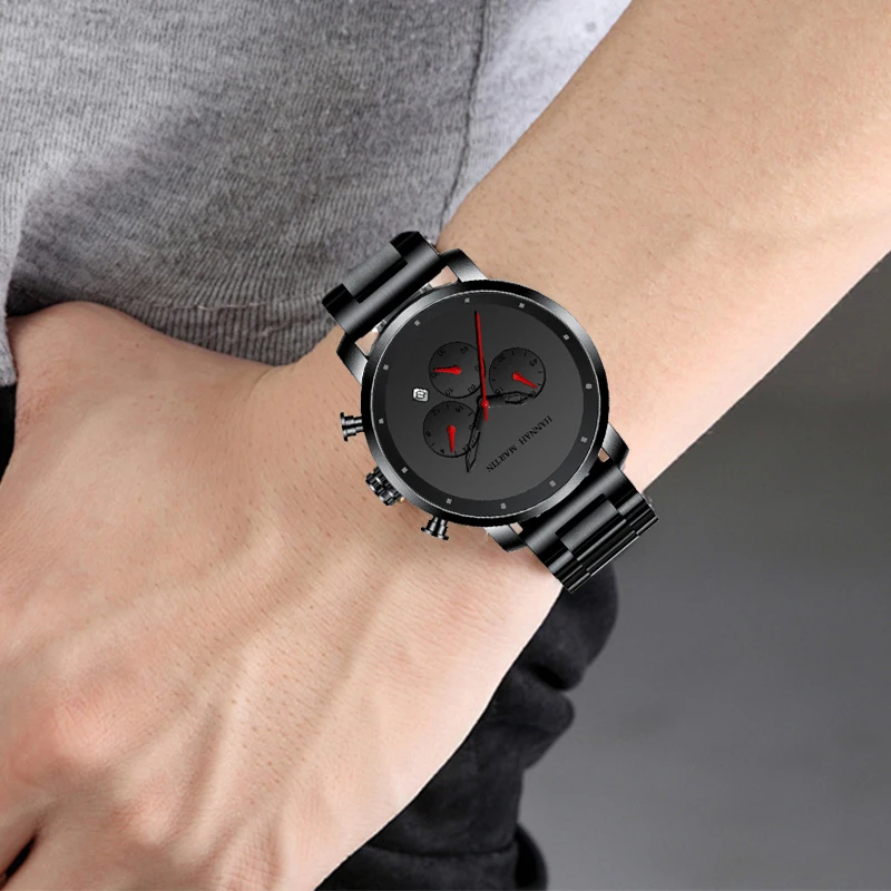 Simple Reloj Hombre Casual Fashion Multifunctional Calendar Original Quartz Watch Men 45mm Big Dial Chronograph 3Bar Waterproof image 5