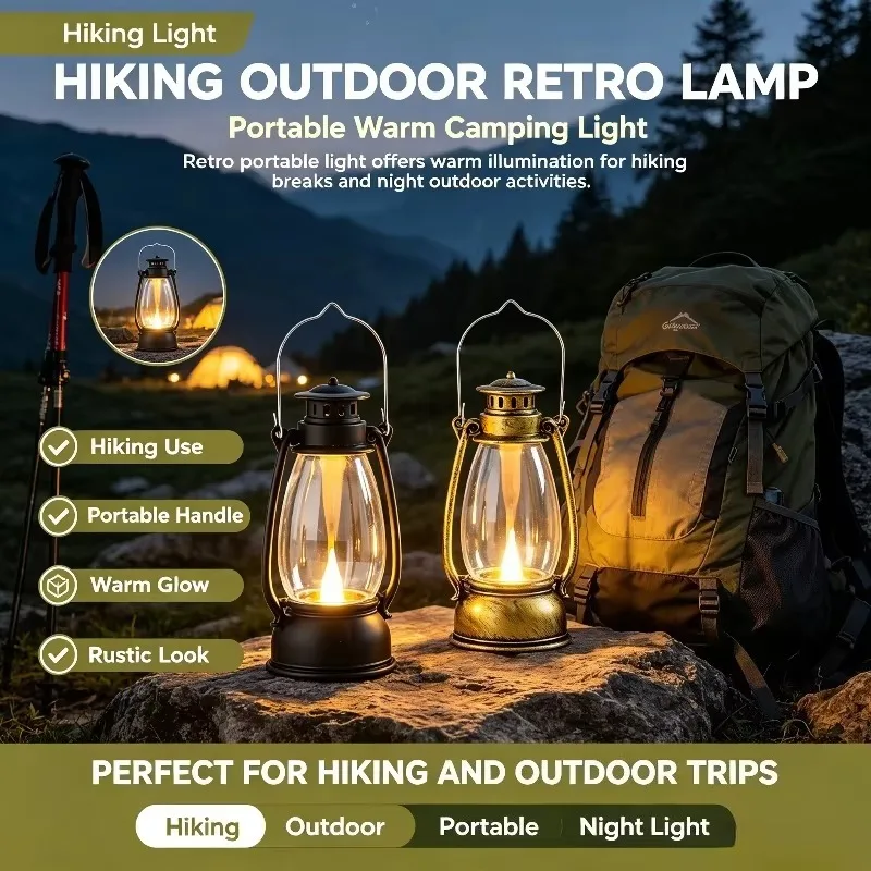 Camping Tent Lantern Portable Handle Warm Atmosphere Light Bedside Desk Table Soft Living Room Wall Decor Children Baby Nursery