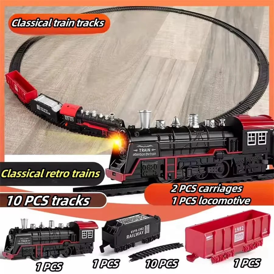 Elektrische Zug Track Set mit Lichter Sound Retro Simulation Schiene Auto Modell Zug High Speed Schiene Spielzeug Kinder Eisenbahn Spielzeug Geschenk