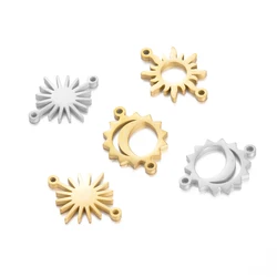 5 Stks/partij Spiegel Gepolijst Roestvrij Staal Ster Zon Bedels Hanger 2 Gat Connectoren Voor Diy Armband Ketting Sieraden Maken