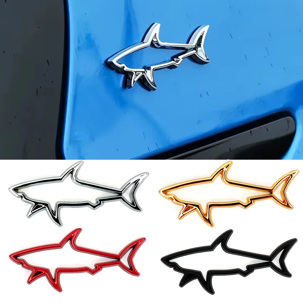 3D Metal Hollow Shark Car Styling Sticker Stereoscopic Personality Motorcycle Computer Car Accessories Shark Decals Auto Sticker