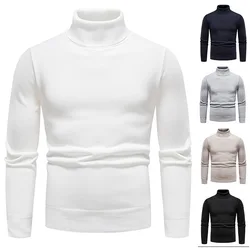 High neck all-in-one plush autumn and winter sweater for men's pullover, plush and thick knit sweater, casual sweater top