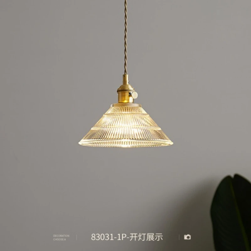 

Nordic Retro Brass Glass Pendant - Handcrafted Ceiling Light for Home, Cafe, Bedroom (E27)