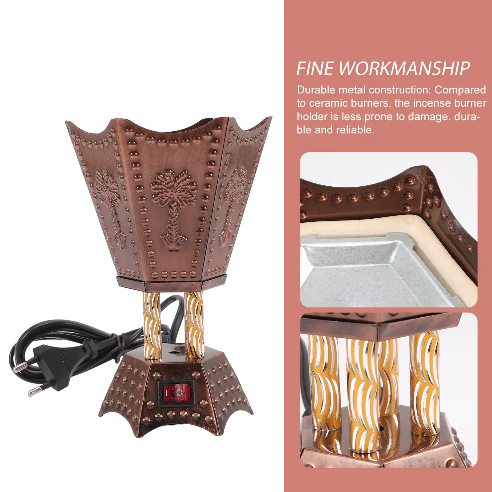 

Electric Incense Burner Plug In Table Burner Ornament No Adapter Needed High Temperature Metal Censer Holder For Home