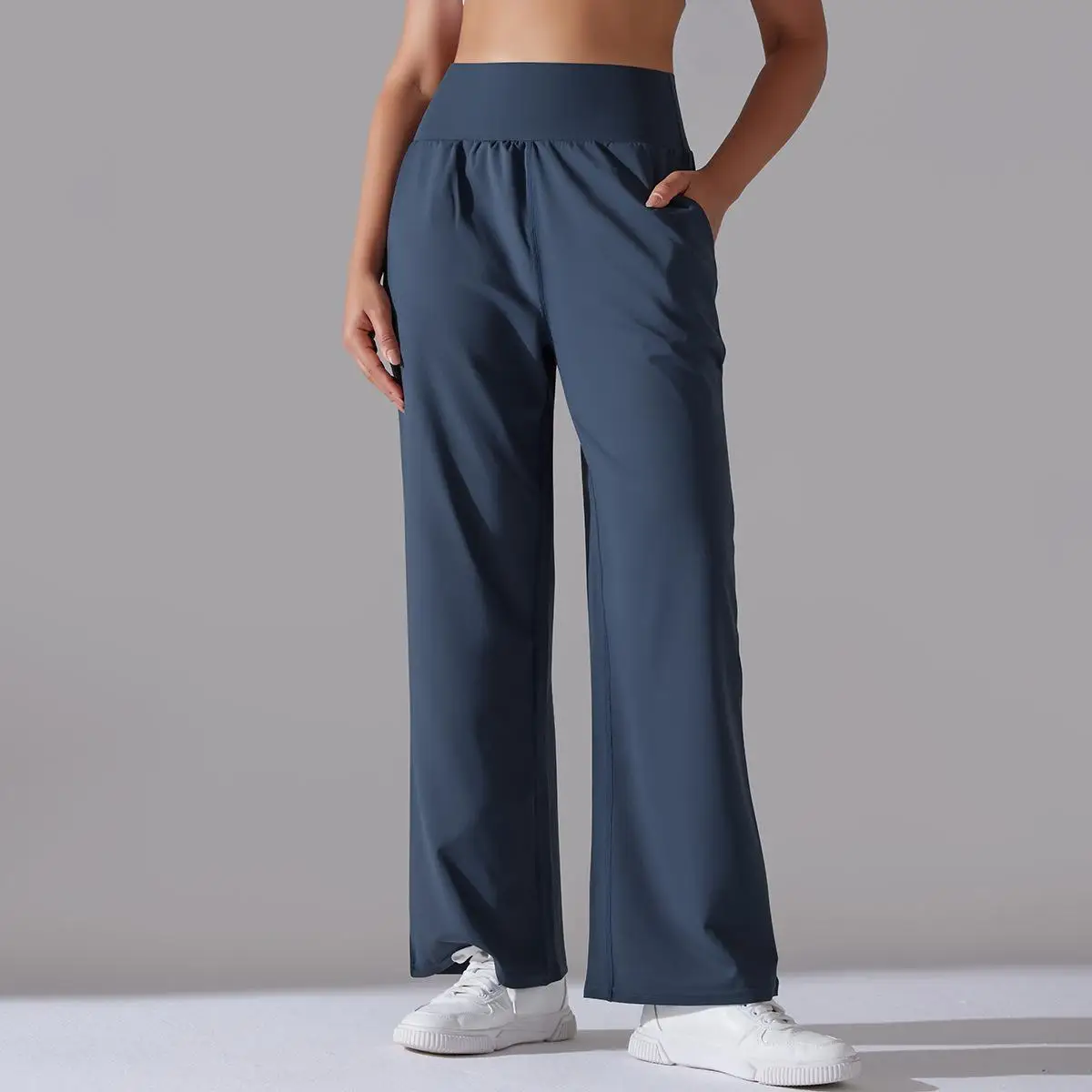 Pantalon à Jambes Larges avec Poches pour Femme, Legging de Yoga Taille Haute, Wstring de Proximité, Jogging Décontracté en Plein Air, Pantalon de dehors Évasé