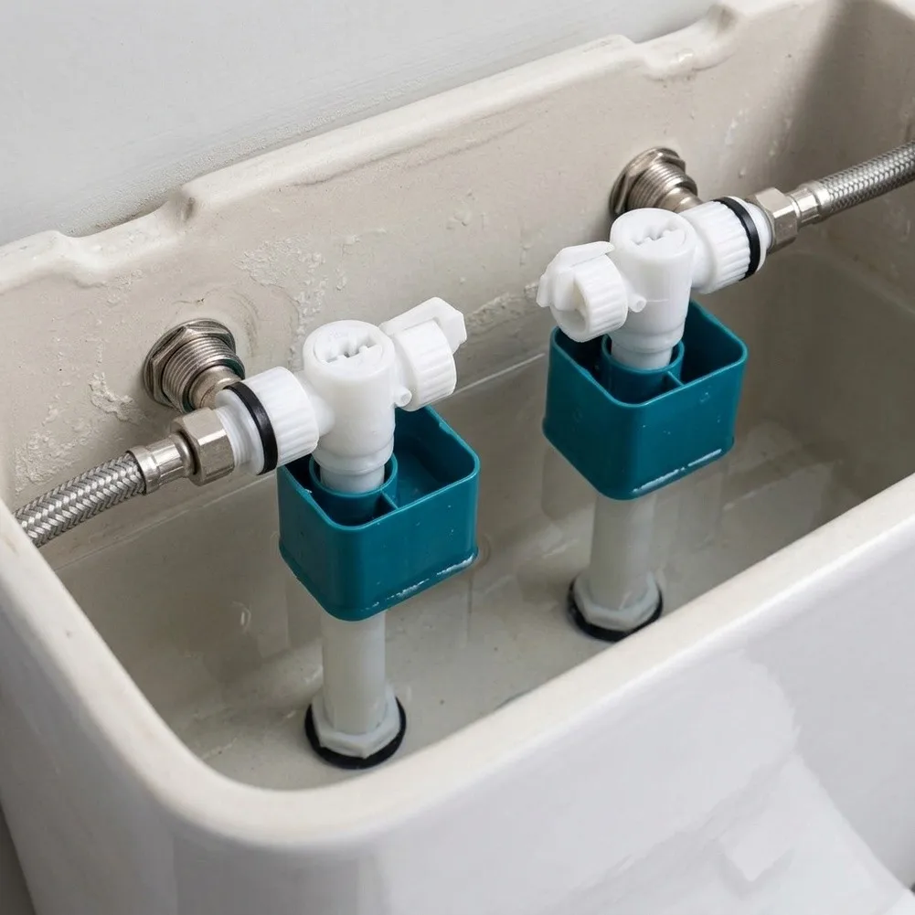 Toilet Side Entry Fill Valve 35x20x7cm Blue White ABS with Double Sealing Ring Easy Install for Multi-Fit Tanks
