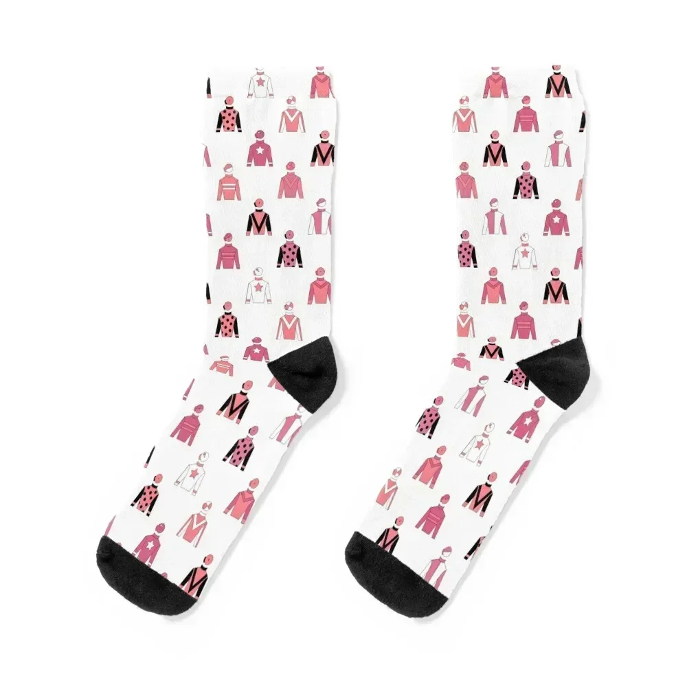 Horse Racing Jockey Silks Blush Pink Socks moving stockings cool sports and leisure funny sock Socks Male Women's