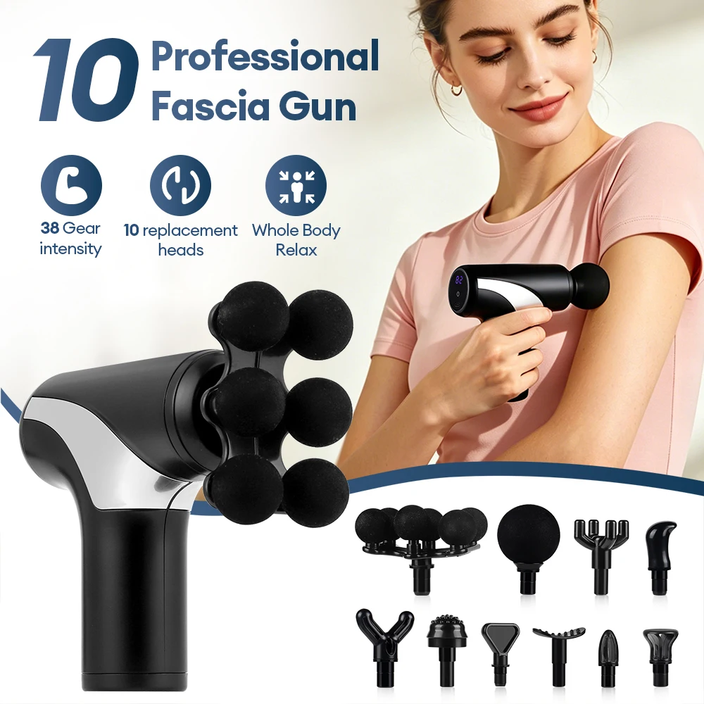 6-Heads Mini Fascia Gun 38 Level High Frequency Vibration Body Massage Gun Muscle Relaxation Shoulde Waist Back Leg Arm Massager