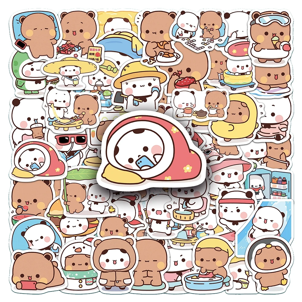 10/30/60pcs Kawaii Bubu and Dudu Stickers Cute Bear and Panda Decal DIY Luggage Scrapbook Journal Cartoon Graffiti Sticker Pack