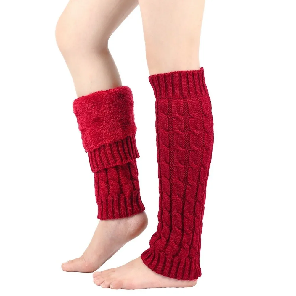 

Fashion Knee High Fleece Leg Warmers Thickened Foot Cover Winter Leg Warmers Solid Color Soft Knitted Leg Coverings Women